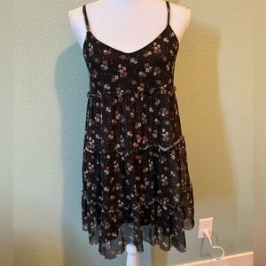 Sky & Sparrow black floral print mini dress Size Medium